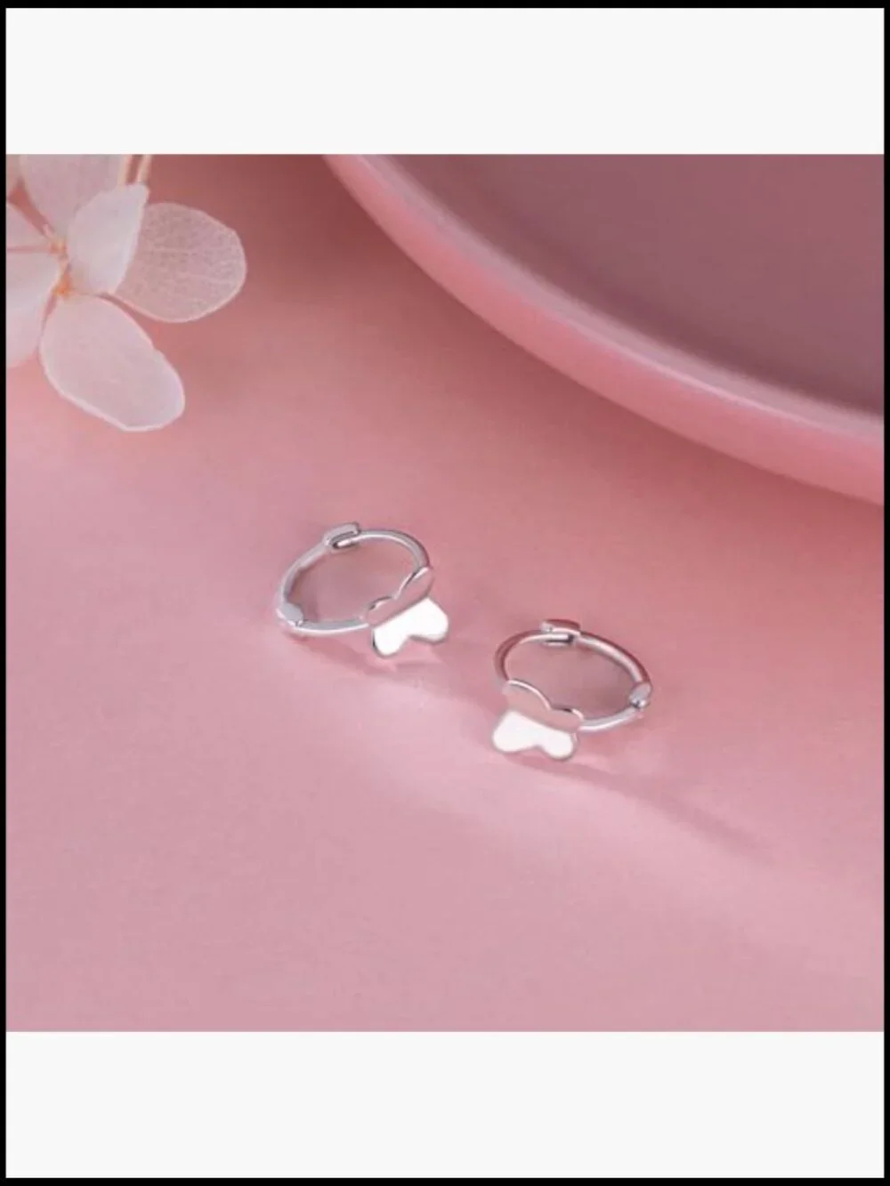 Solid 925 Sterling Silver Butterfly Hoop Earrings Huggie Cute Screw Back